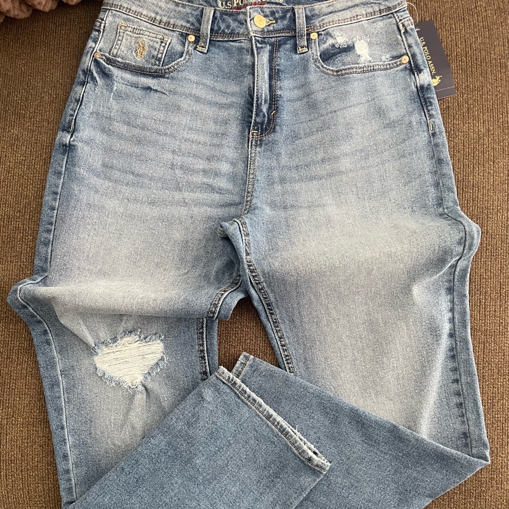 NWT Women’s U.S. POLO ASSN Vintage Straight Distressed High Rise Jeans Size 10R